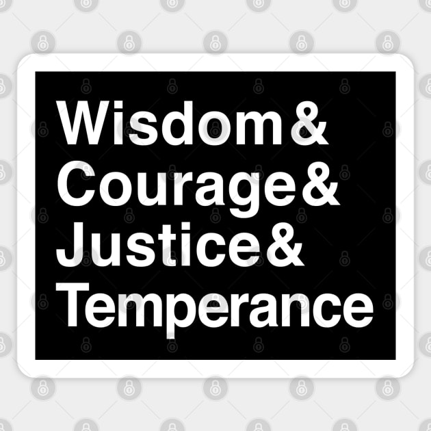 Wisdom & Courage & Justice & Temperance The Four Stoic Virtues Sticker by Elvdant